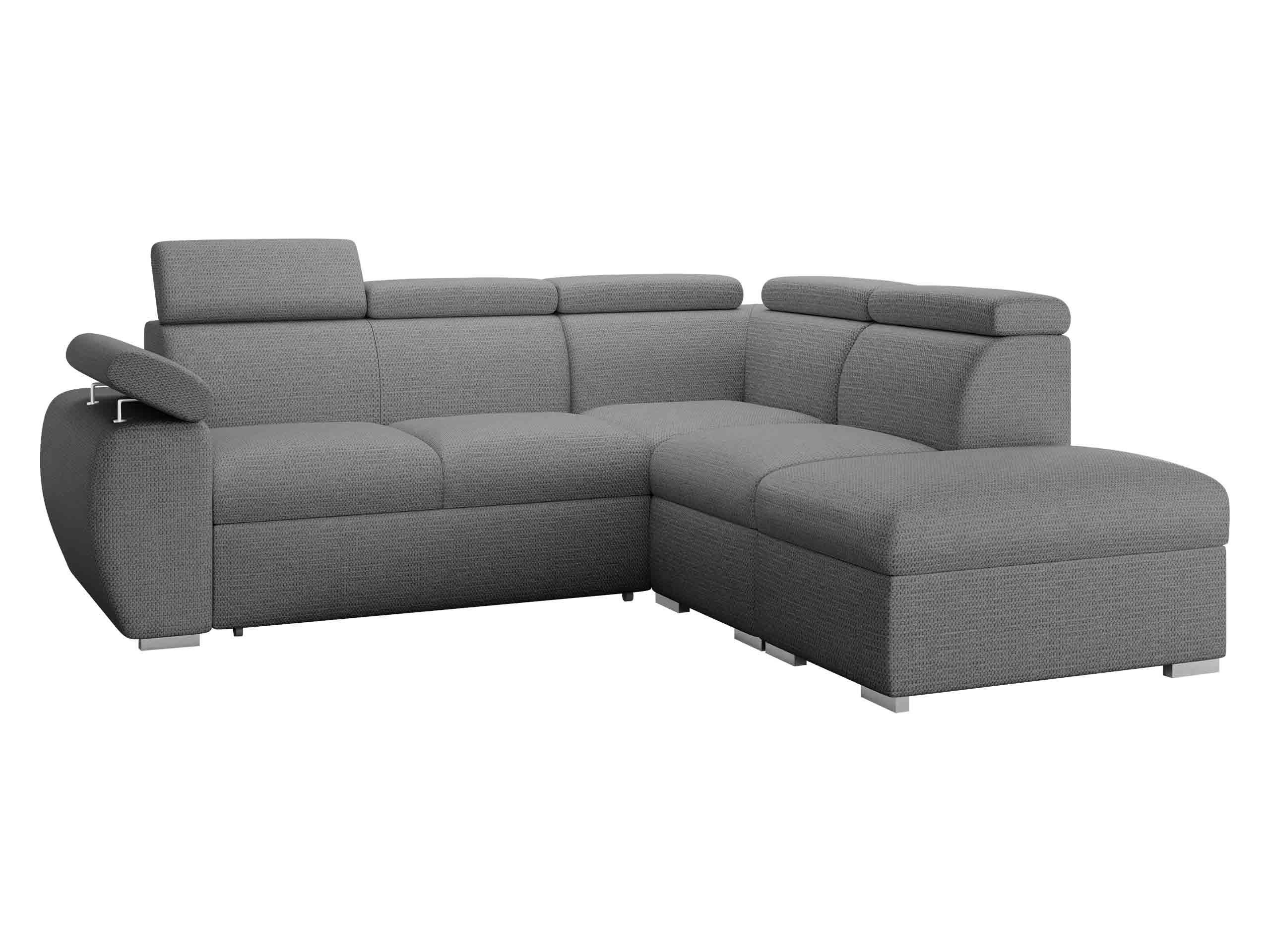 ECKSOFA Boston 2RR1P, Seite: Rechts 2R+R+1P(65)+PUFAP - Silberfarben/Graphitfarben, Holz/Textil (260/230cm) - MIRJAN24
