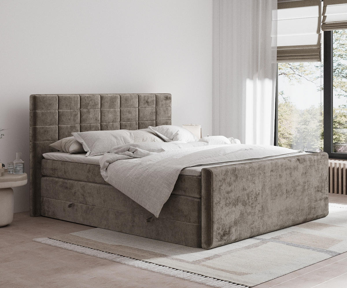 BOXSPRINGBETT Ava Braun 200/200 cm - Schwarz/Braun, Holz/Holzwerkstoff (200/200cm) - Maison de Reve