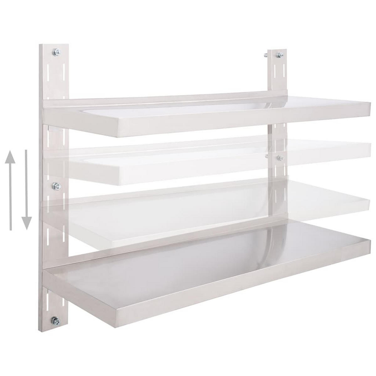 WANDREGAL Mit 2 Ablagen Edelstahl 100/30 Cm - Grau, Metall (100/70/30cm) - vidaXL