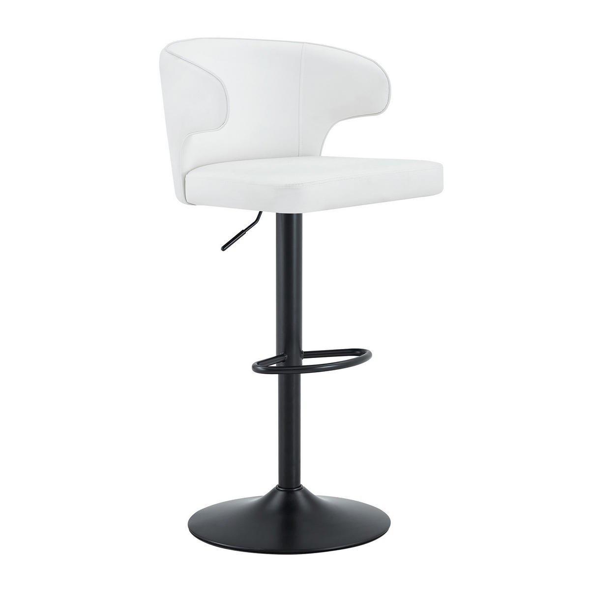 BARHOCKER Höhenverstellbar 360° Drehbar mit Rückenlehne und Fußstütze - Weiß, Kunststoff (45/110/49.7cm) - MIVRAY