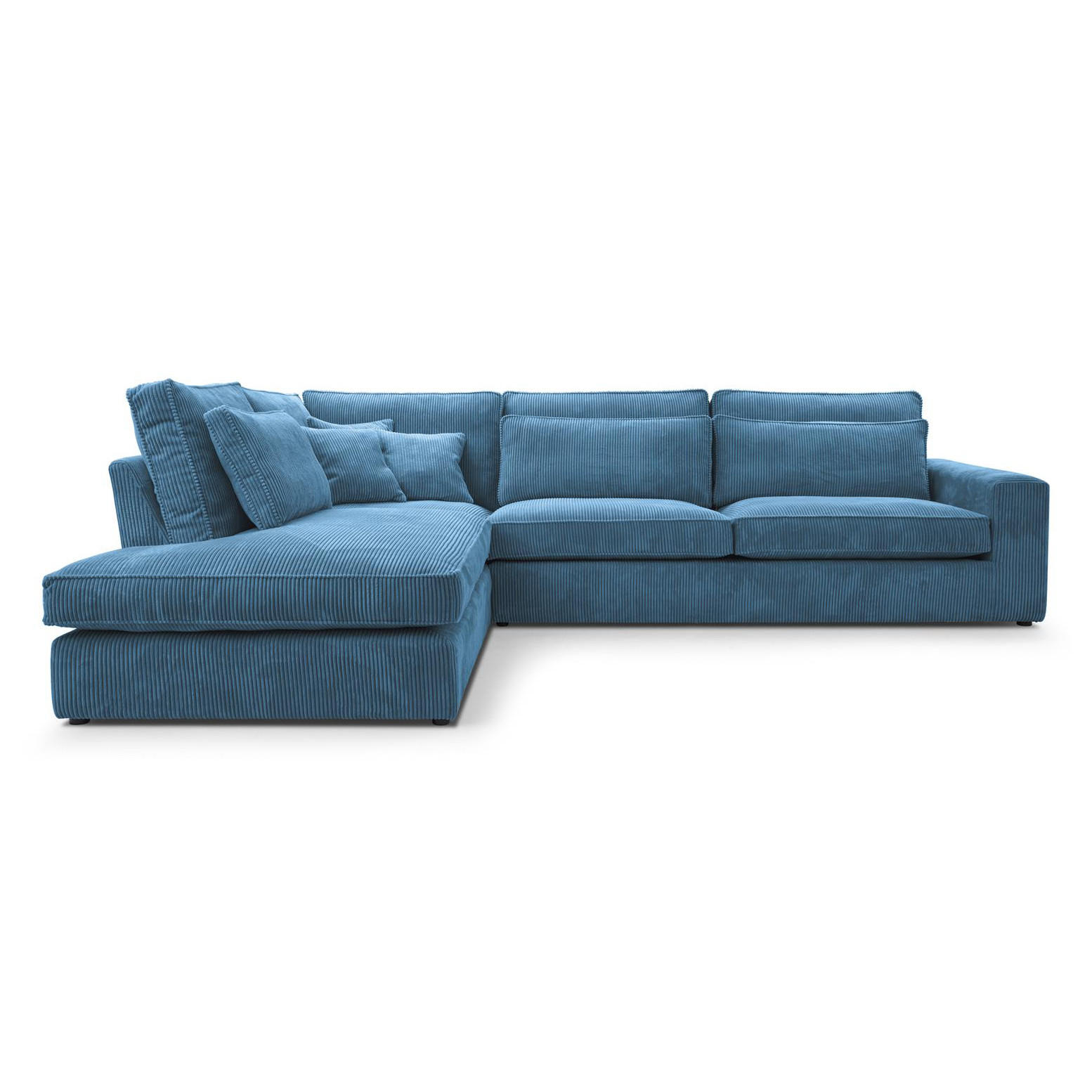 ECKSOFA Parma ohne Schlaffunktion, Cord-Stoff, Blau, Links - Blau/Schwarz, Textil (314/224cm) - Beautysofa