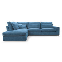 ECKSOFA Parma ohne Schlaffunktion, Cord-Stoff, Blau, Links - Blau/Schwarz, Textil (314/224cm) - Beautysofa