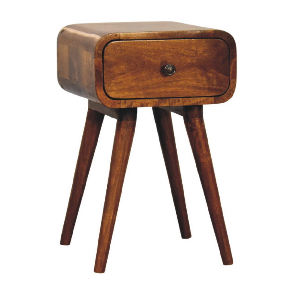 NACHTTISCH Massivholz Avora Mini Kastanienbraun, 1 Schublade - Dunkelbraun/Messingfarben, Mangoholz/Holz (30/49/30cm) - Artisan Furniture