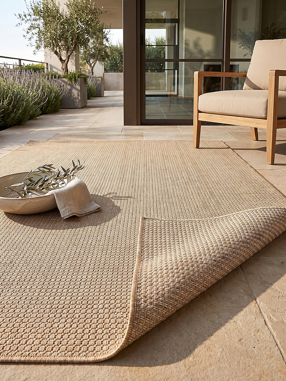 TEPPICH Flachgewebe, Outdoor, Fußbodenheizung-geeignet, VIGOLENO in Sand, 160 x 220 cm - Beige, Textil (160/220cm) - KADIMA DESIGN