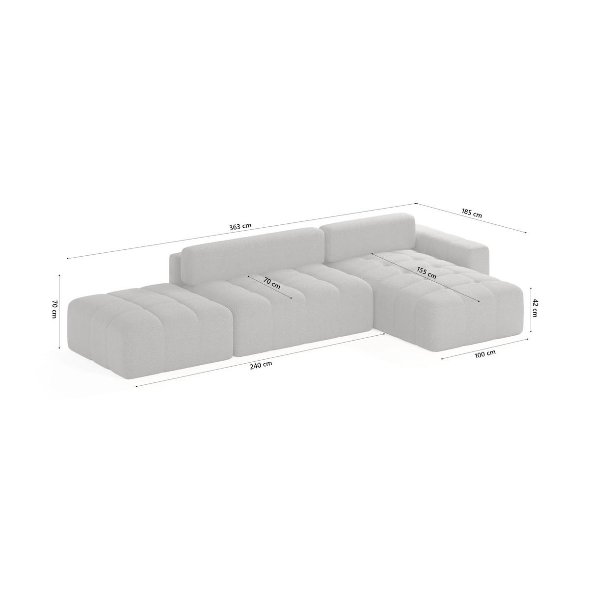 ECKSOFA RIFU LA mit Schlaffunktion, Graphit - Graphitfarben, Textil (363/185cm) - Fedve