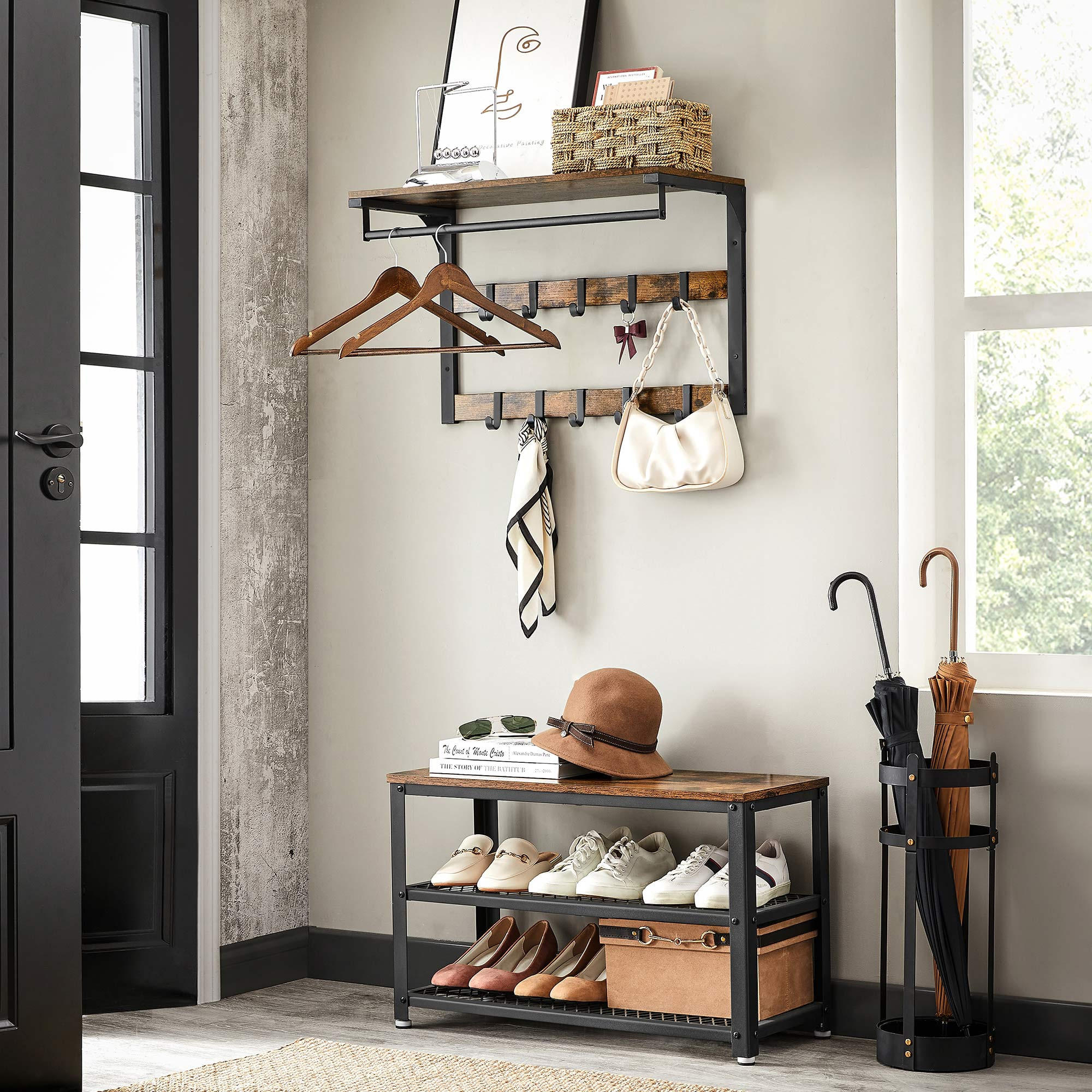 WANDGARDEROBE MIT ABLAGE - Braun, Holzwerkstoff (30/42/65cm) - Hansiro