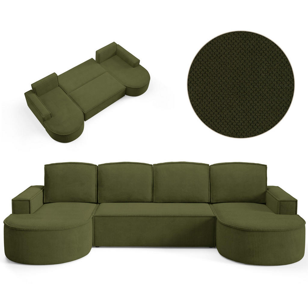 Thumbnail - DomoHome Ecksofa, Waldgrün, Textil, Rechteckig, 316x157 cm, Wohnzimmer, Sofas & Couches, Wohnlandschaften, Ecksofas