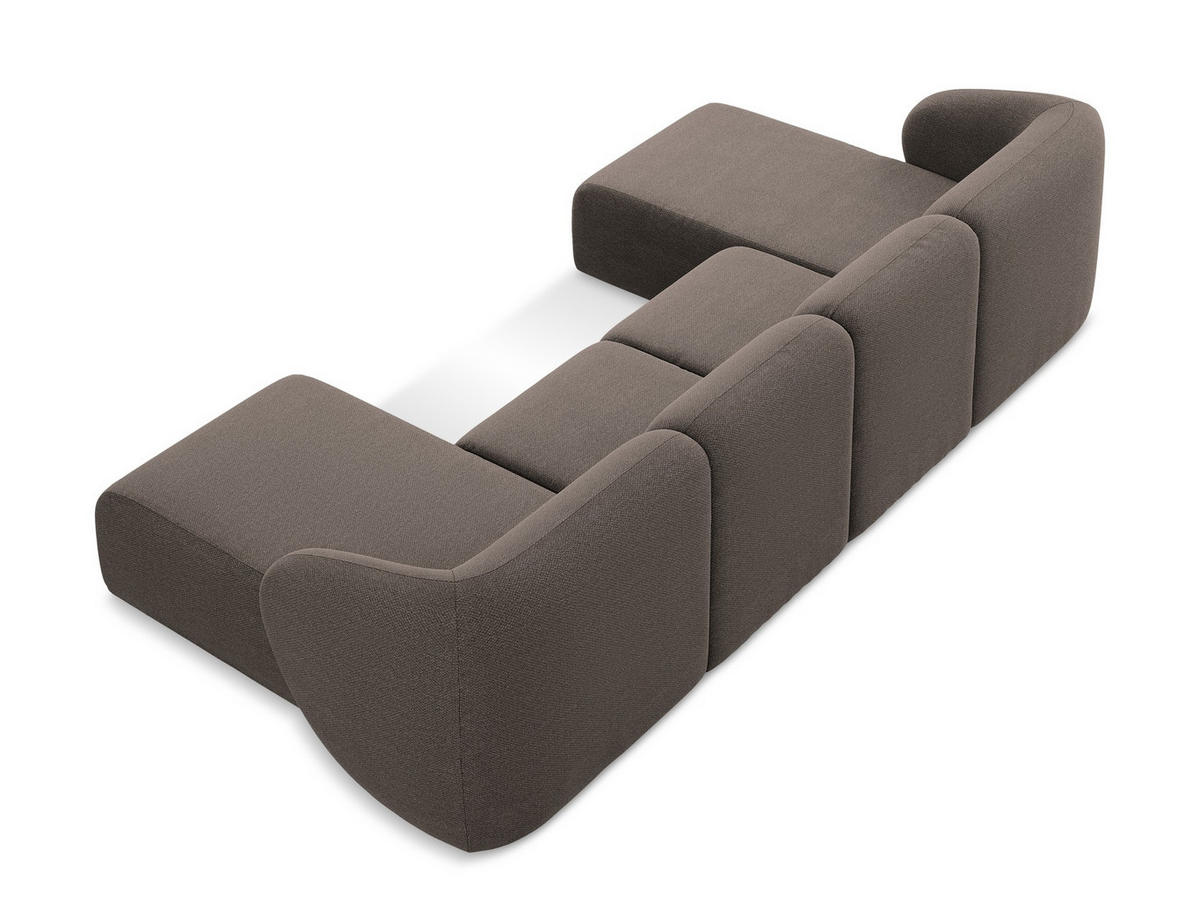 WOHNLANDSCHAFT Bouclé Stoff Braun - Schwarz/Mokka, Holzwerkstoff/Kunststoff (370/74/170cm) - Makamii