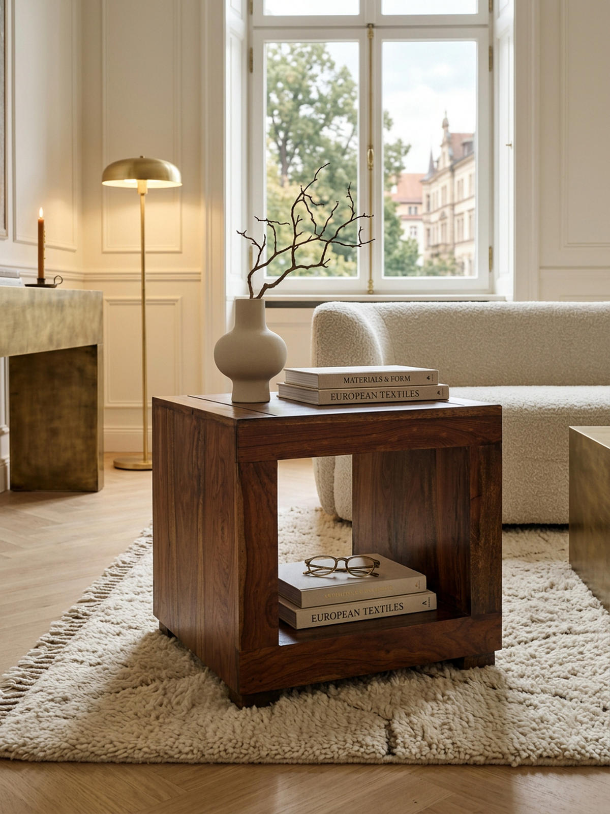 COUCHTISCH Massivholz Sheesham 50cm breit Dunkelbraun Landhaus-Design - Braun, Holz (50/50/45cm) - KADIMA DESIGN