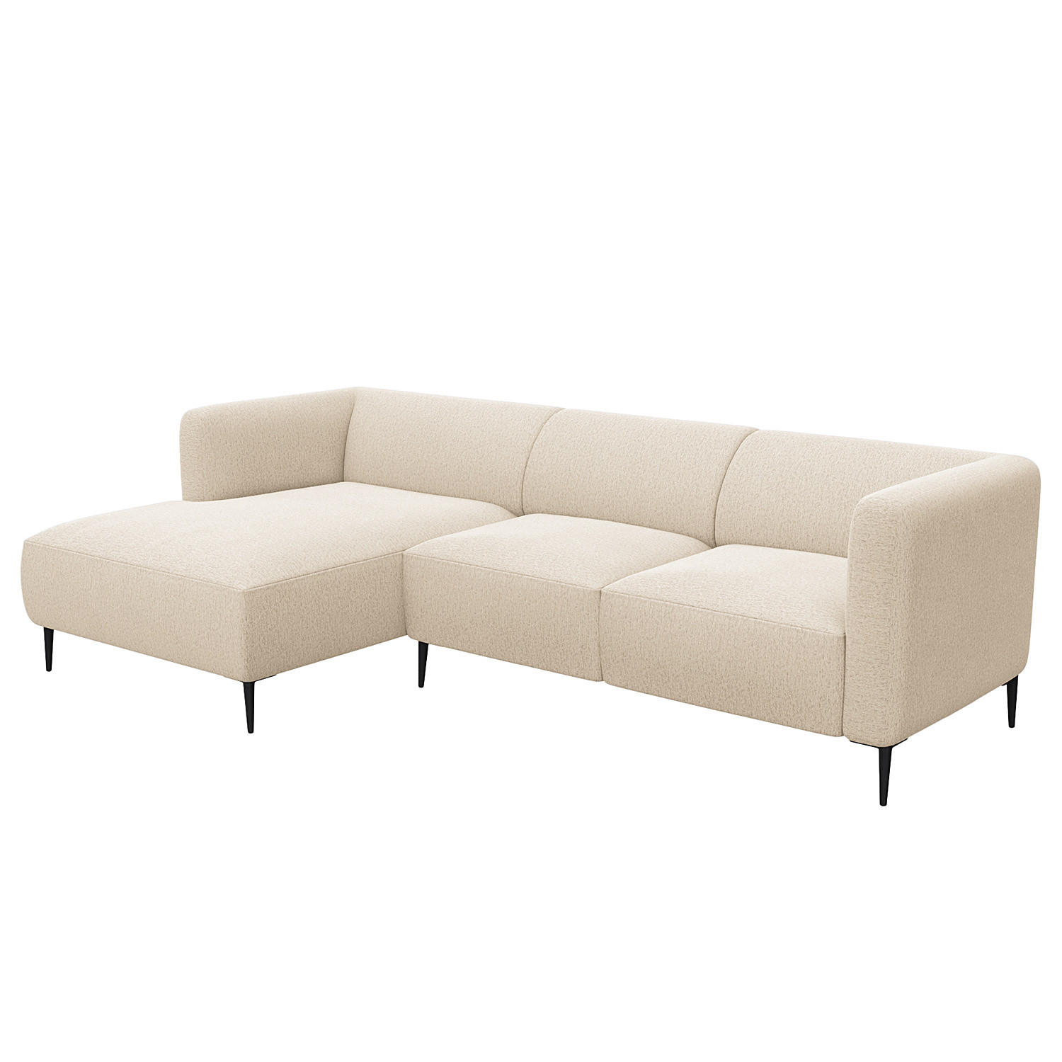 2,5-SITZER ECKSOFA mit Longchair - Beige/Schwarz, Textil/Metall (271/148cm) - home24