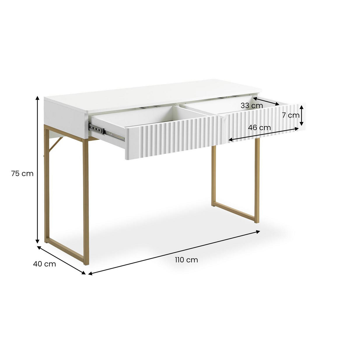 KONSOLENTISCH FRIBO weiß - Weiß, Holzwerkstoff (40/110/75cm) - IDIMEX