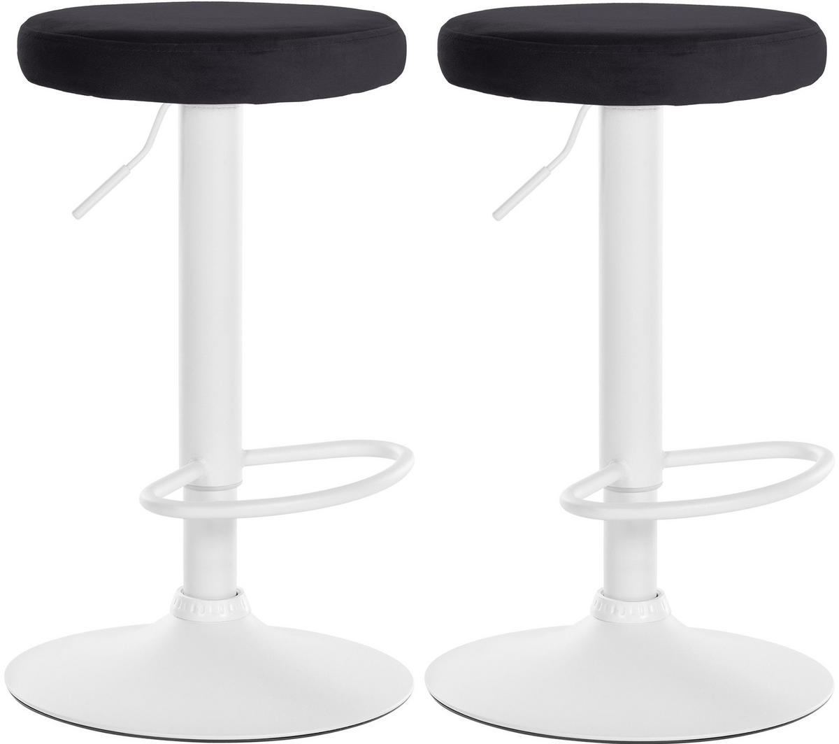 BARHOCKER 2er Set Samt schwarz - Schwarz, Textil/Metall (38.5/60/38.5cm) - CLP