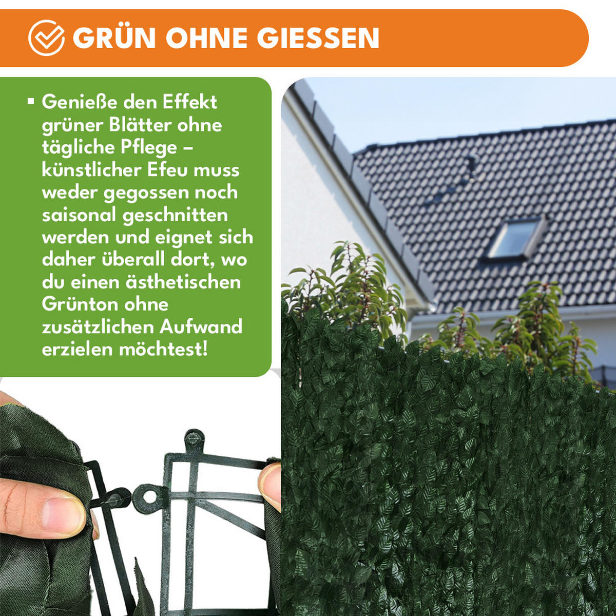 KUNSTPFLANZE Efeu 500x50cm - Grün, Kunststoff (50cm) - KRUMAD