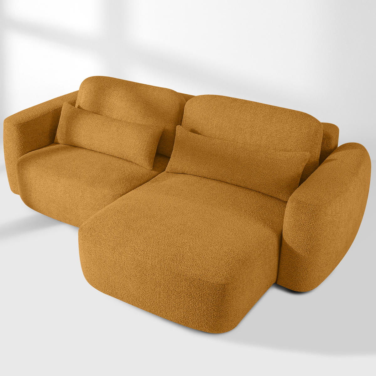 ECKSOFA rechts ELOSA - Honig, Holz/Textil (245/165cm) - KONSIMO®