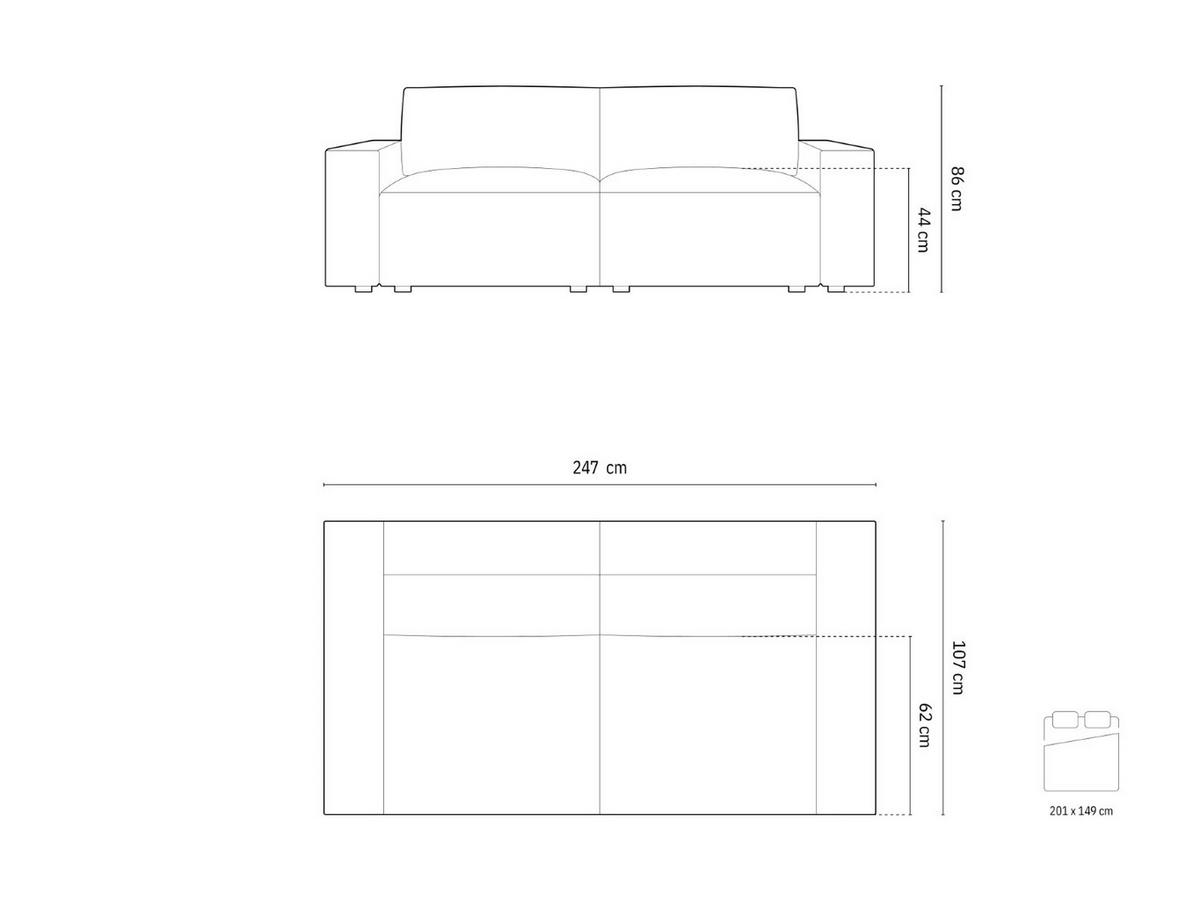 SOFA ausklappbar mit Bettkasten Jodie aus strukturiertem Stoff hellgrau 3 Sitzplätze - Hellgrau, Textil (107/86/247cm) - Micadoni