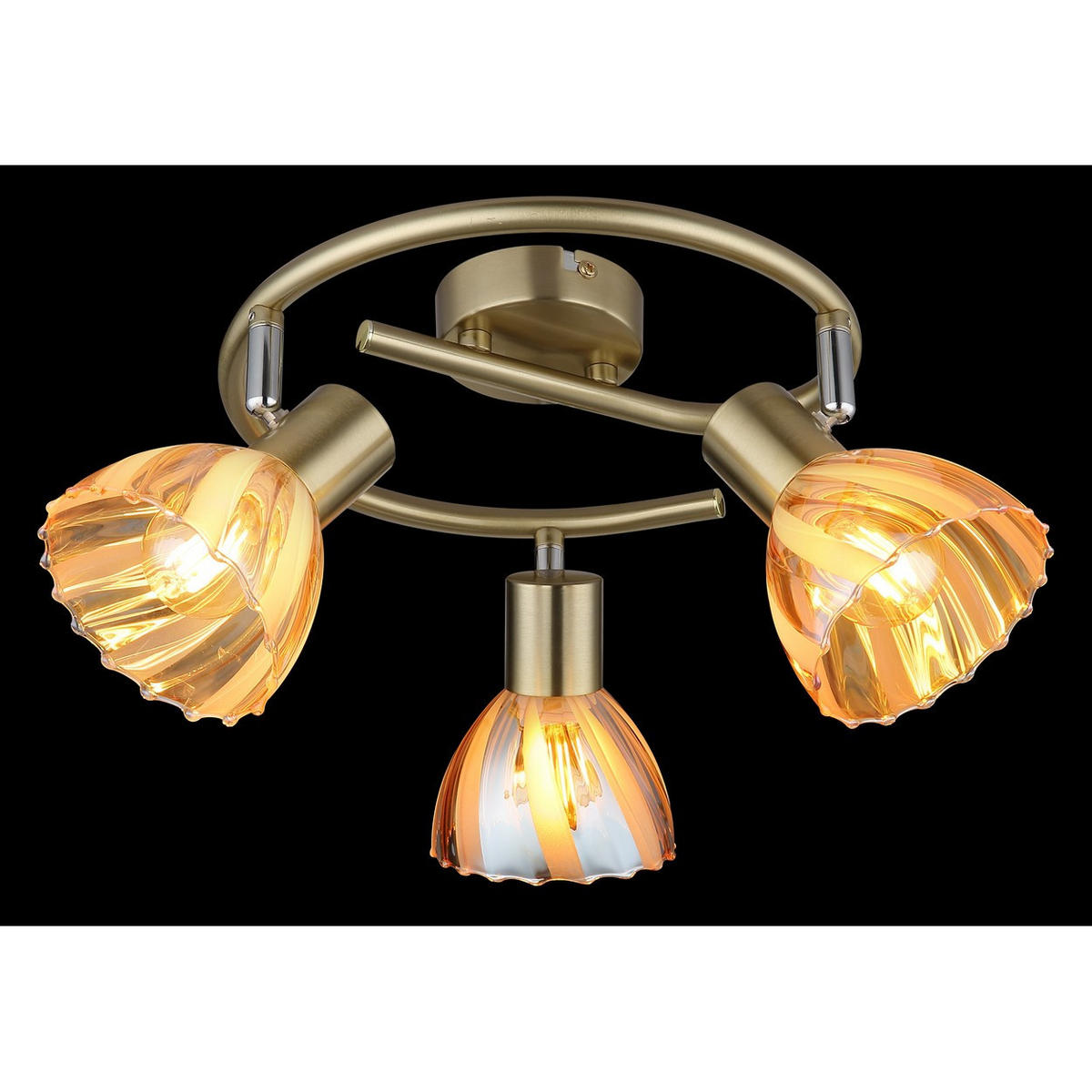 DECKENLEUCHTE, Messing, schwenkbar, 3-flammig - Messingfarben, Glas (46/46/19cm) - Globo Lighting