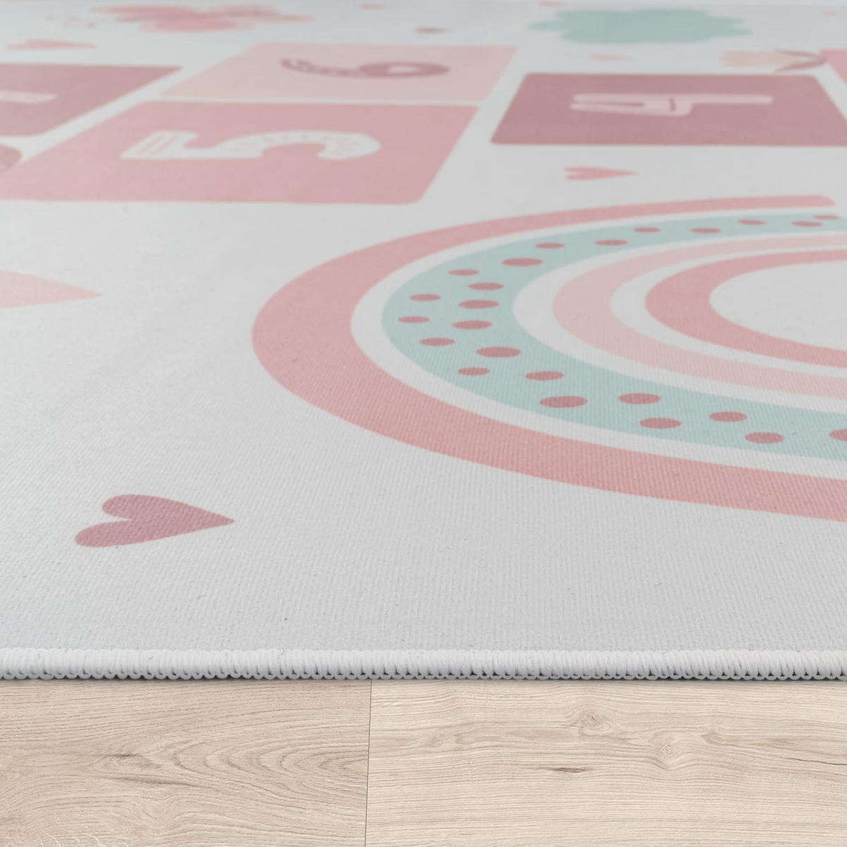 KINDERTEPPICH waschmaschinenwaschbar Prinzessinnen‑Hüpfkästchen‑Muster Kinderzimmer schmutzabweisend Creme Rechteckig 160x220 - Creme, Textil (160/220cm) - KADIMA DESIGN