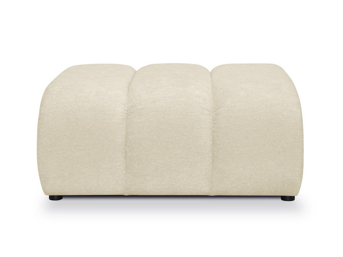 POUF Chenille Stoff Beige - Hellbraun/Schwarz, Holzwerkstoff/Kunststoff (94/40/89cm) - Makamii