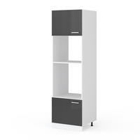 HOCHSCHRANK R-Line Anthrazit Hochglanz 60 cm mit offenen Regalen und Türen - Anthrazit/Weiß, Holzwerkstoff (60/207/57.2cm) - Vicco