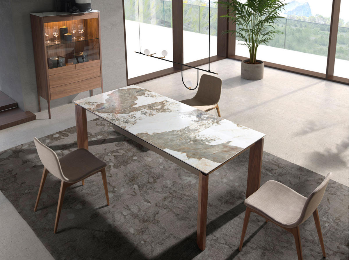 HIGHBOARD Glas Walnuss 99/40/161 cm - Transparent/Walnussfarben, Holz (99/161/40cm) - ANGEL CERDA