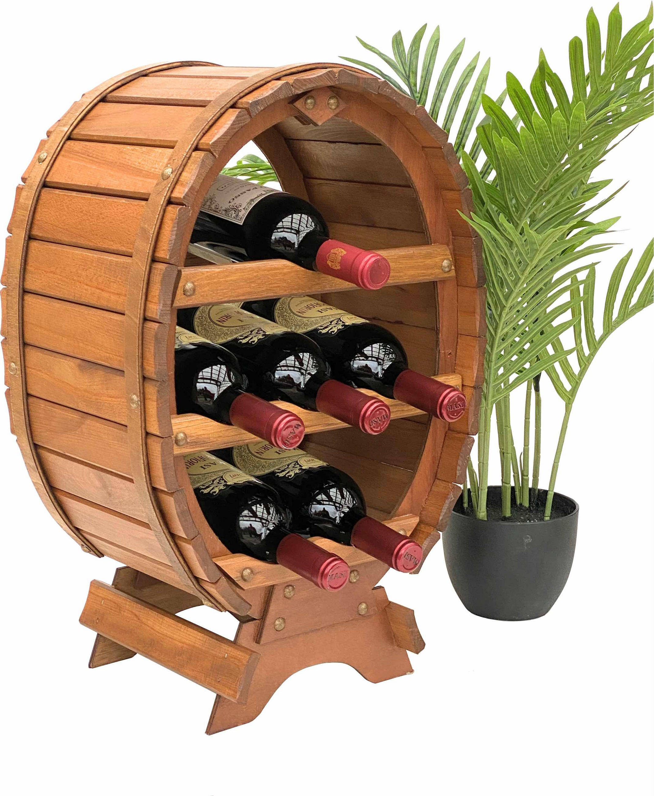 WEINREGAL für 6 Flaschen Holz Stehend Braun 55 cm - Braun, Holz (35/55/35cm) - DanDiBo