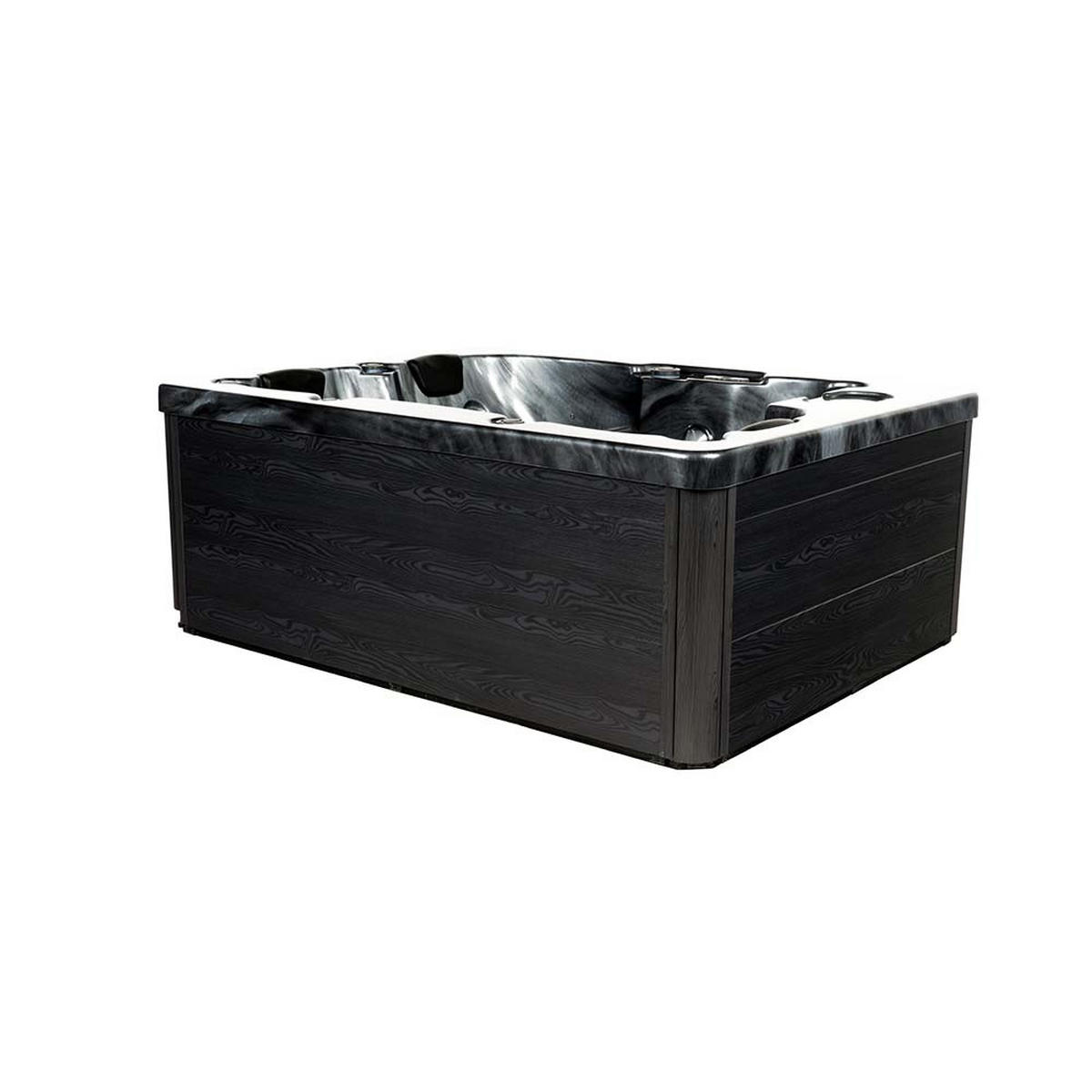 OUTDOOR Whirlpool BLACK MARBLE PURE - 210 x 160 cm für 3 Personen - Schwarz, Kunststoff (160/80/210cm) - Home Deluxe