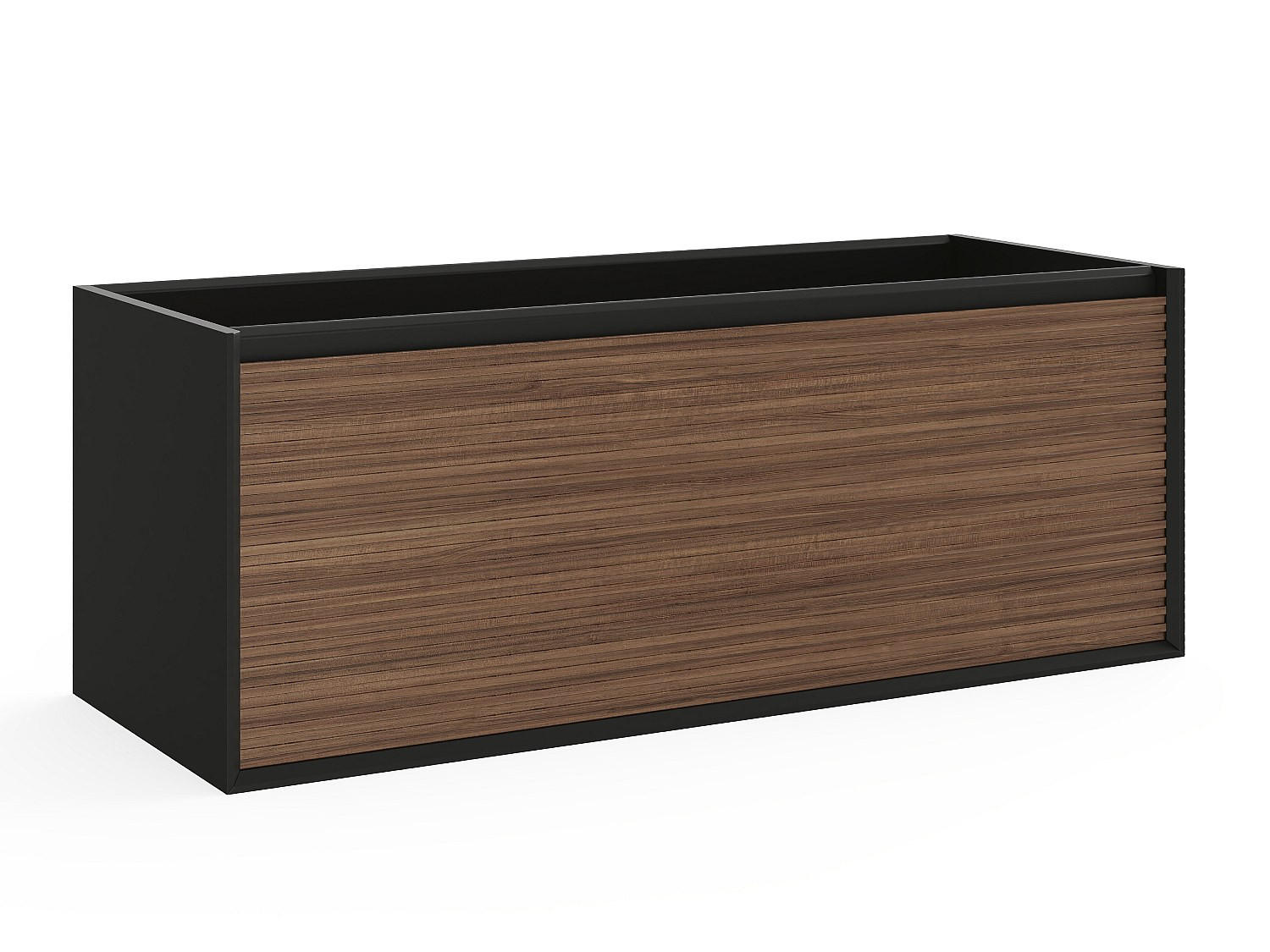 WASCHBECKENUNTERSCHRANK hängend - Streifenoptik - Holzfarben dunkel & Schwarz - 120 cm - BANIVA - Schwarz, Holz (120/45/45.8cm) - Vente-Unique