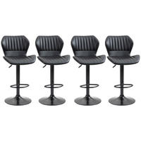BARHOCKER 4ER-SET aus Kunstleder Schwarz - Schwarz, Leder (55.5/110/48.5cm) - HOMCOM