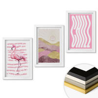 WANDBILDER 3er-Set - 20x30 cm Weißer Rahmen - Pastelllandschaft mit rosa Flamingos - Weiß, Kunststoff (20/30cm) - ArtPrintCave