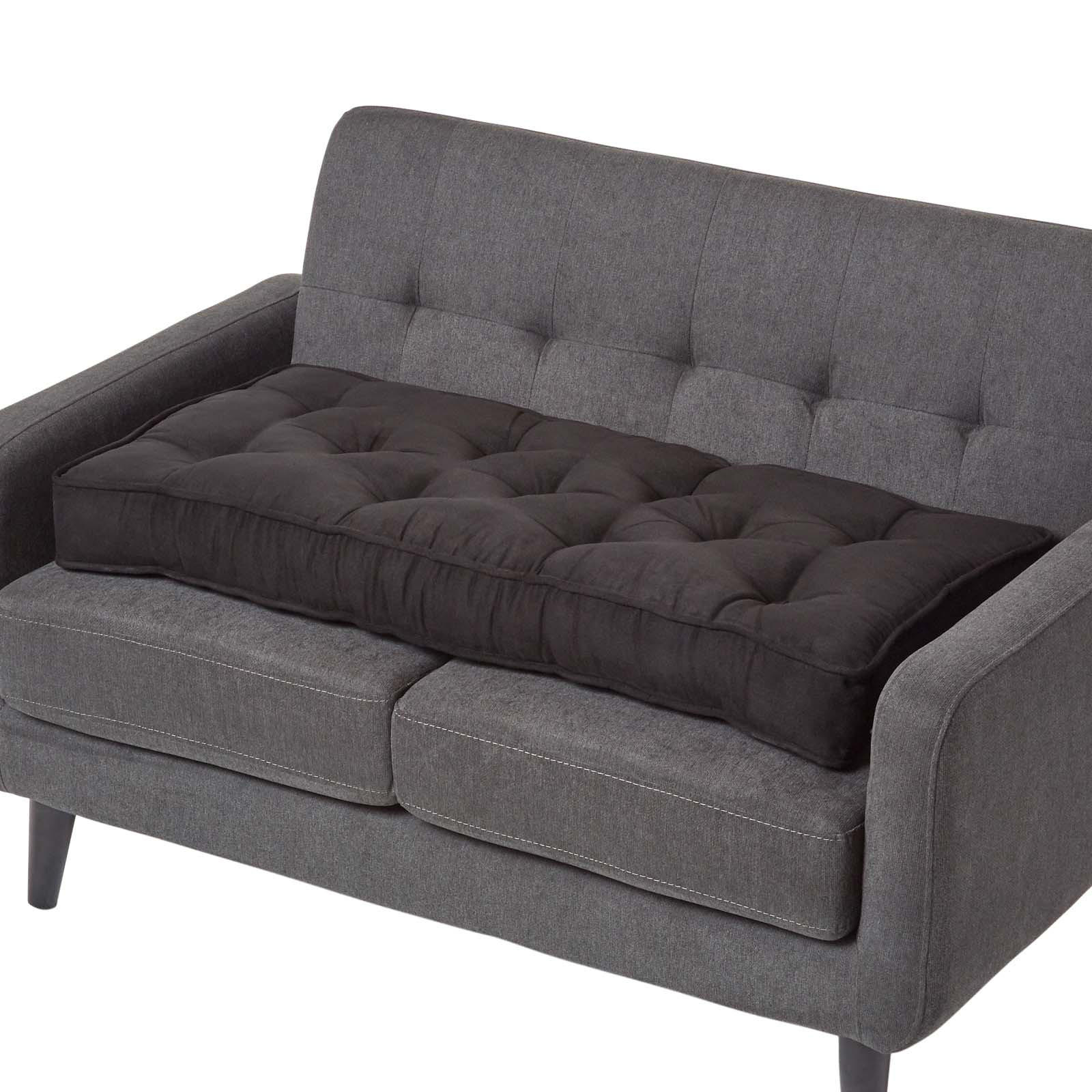 SITZAUFLAGE schwarz 100/48/10 cm – Sofa-Sitzkissen, Velours - Schwarz, Textil (48/100/10cm) - Homescapes