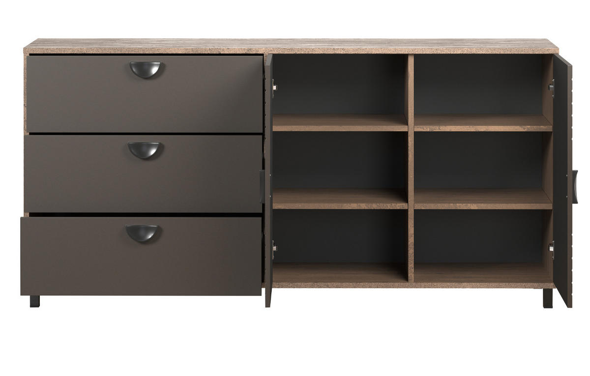 SIDEBOARD Bronze und Rostoptik 176 cm, Kommode mit Soft-Close - Rostfarben/Schwarz, Holzwerkstoff/Metall (176/86/42cm) - Top.Furn