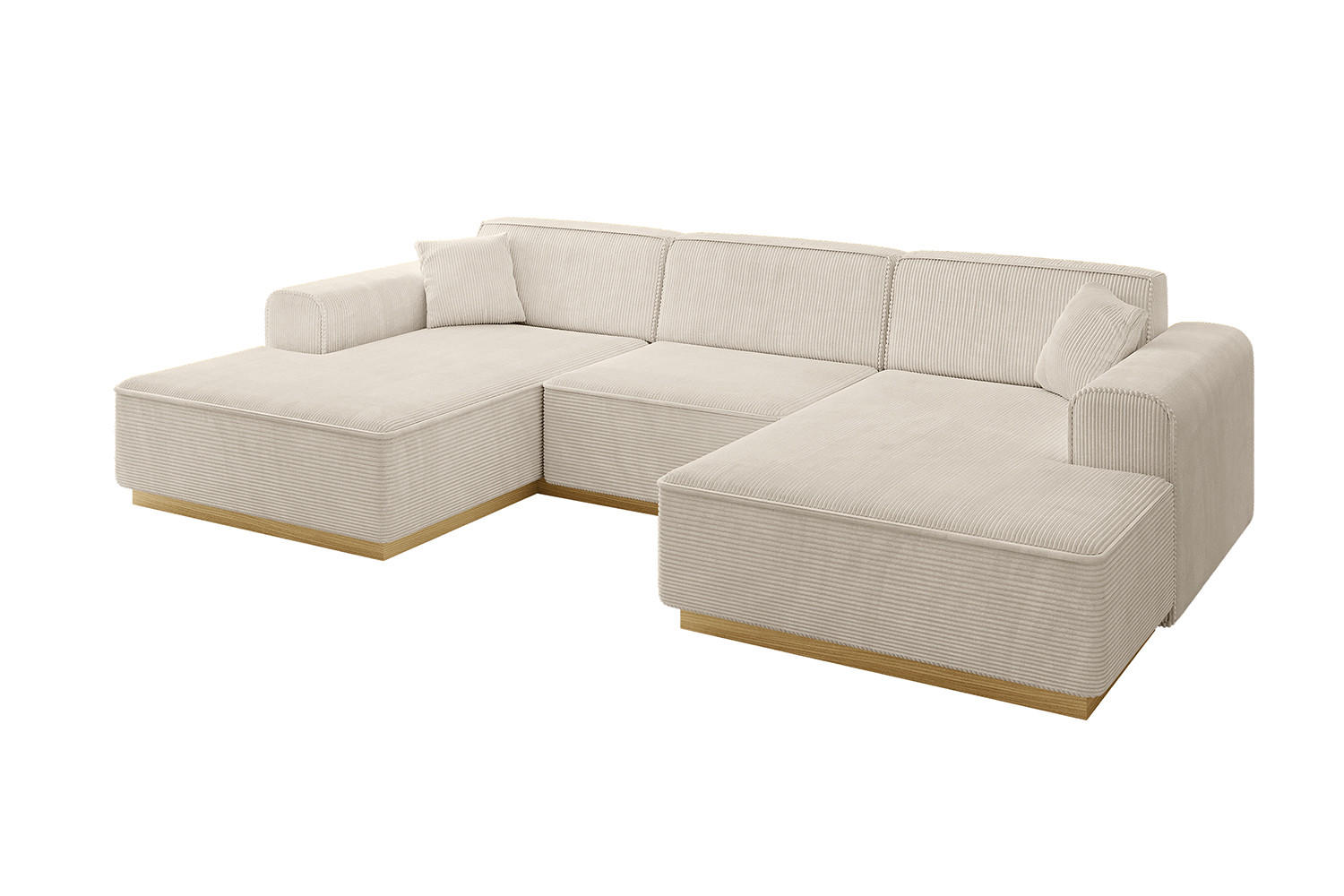 WOHNLANDSCHAFT IREA-U1-v2 - 297x165x81 cm Beige - Beige, Holzwerkstoff/Textil (297/81/165cm) - ALTDECOR