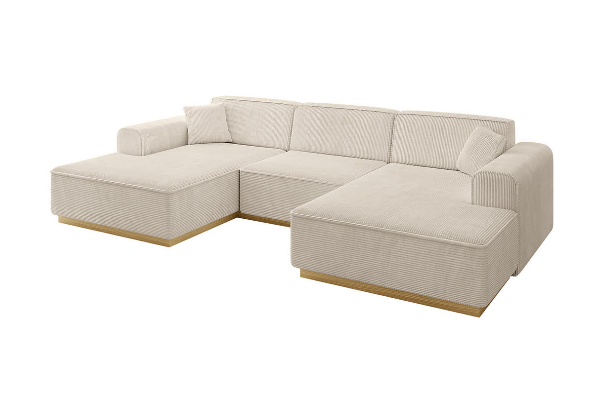 WOHNLANDSCHAFT IREA-U1-v2 - 297x165x81 cm Beige - Beige, Holzwerkstoff/Textil (297/81/165cm) - ALTDECOR