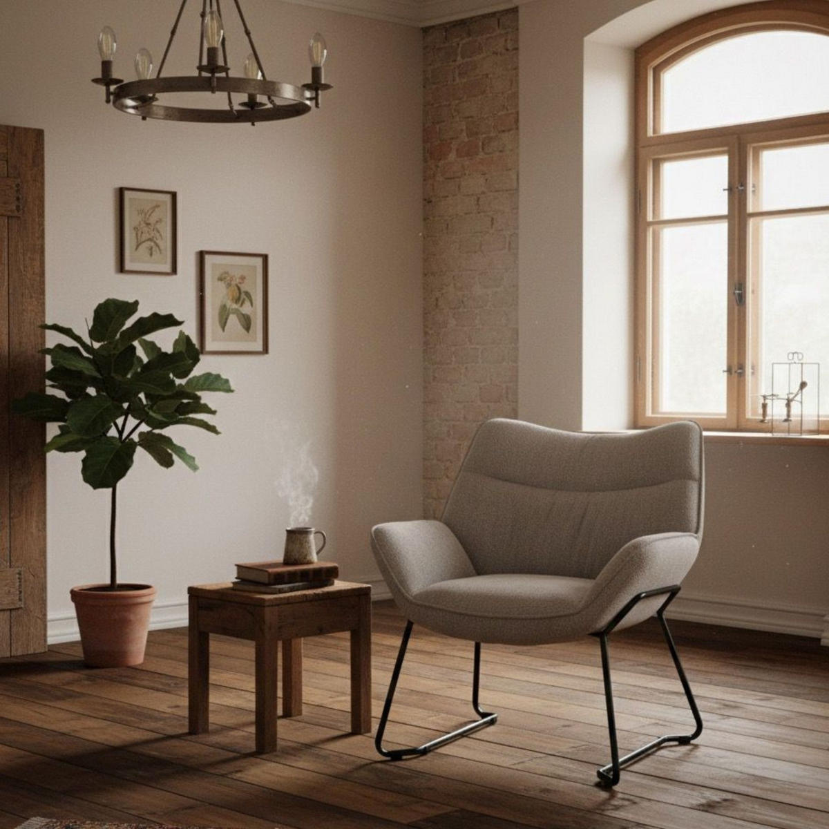 SESSEL Aliano hellgrau - Hellgrau/Schwarz, Textil/Metall (73/76/67cm) - Mr. Deko