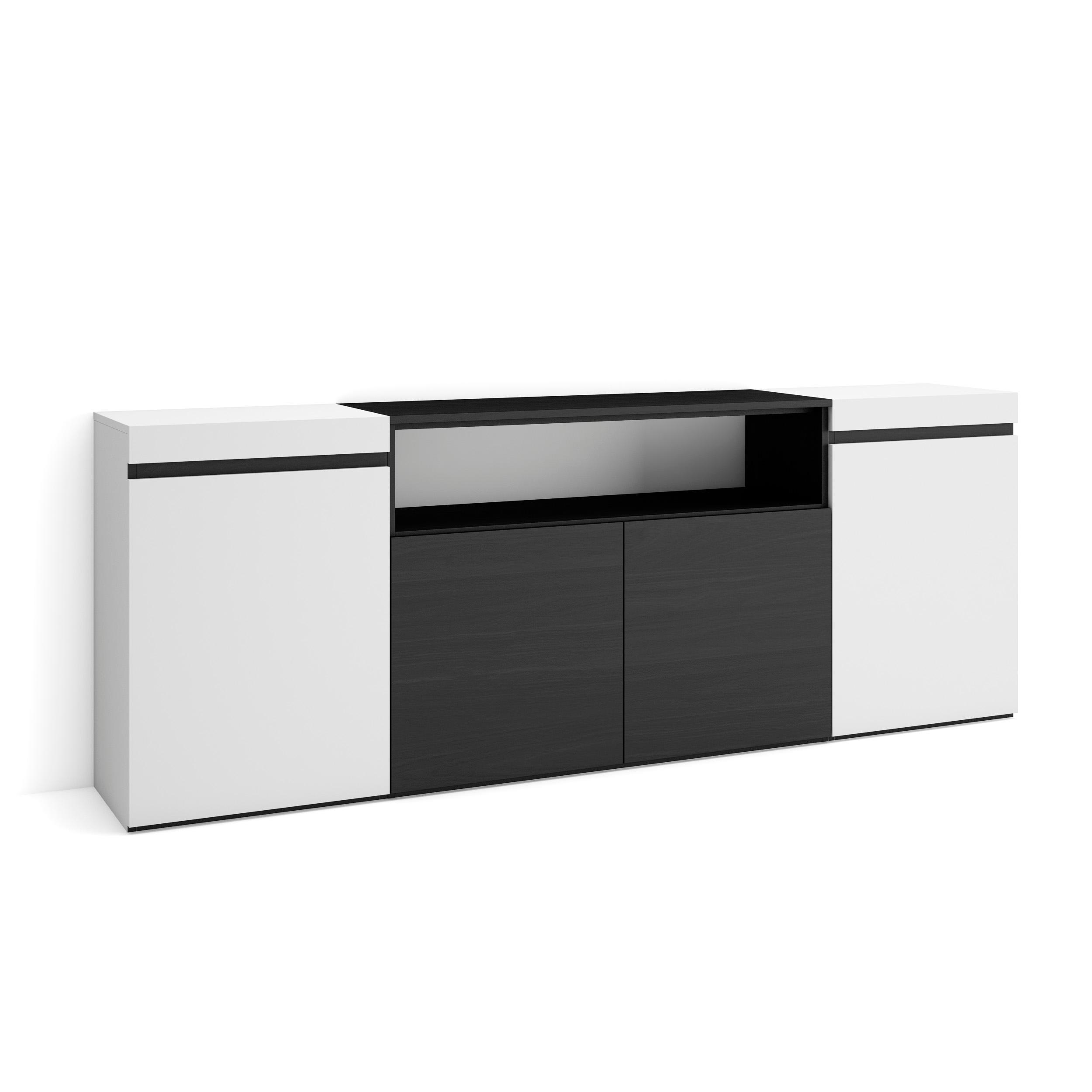 SIDEBOARD weiß und schwarz, 200/35/75cm - Multicolor, Holzwerkstoff (200/75/35cm) - Skraut Home