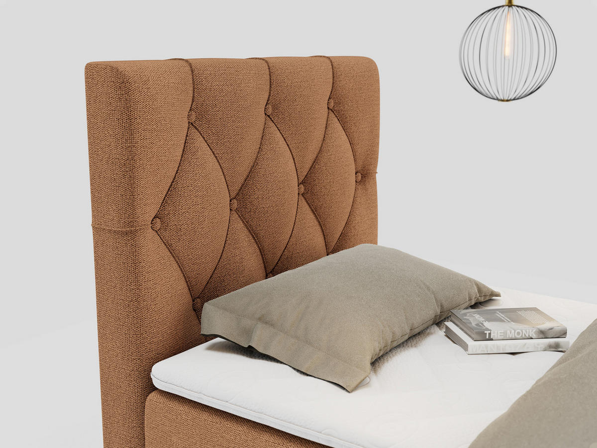 BOXBETT ALDA 90/200 Orange Struktur - H3 - Links Seite - Orange, Holz/Textil (90/200cm) - MKS