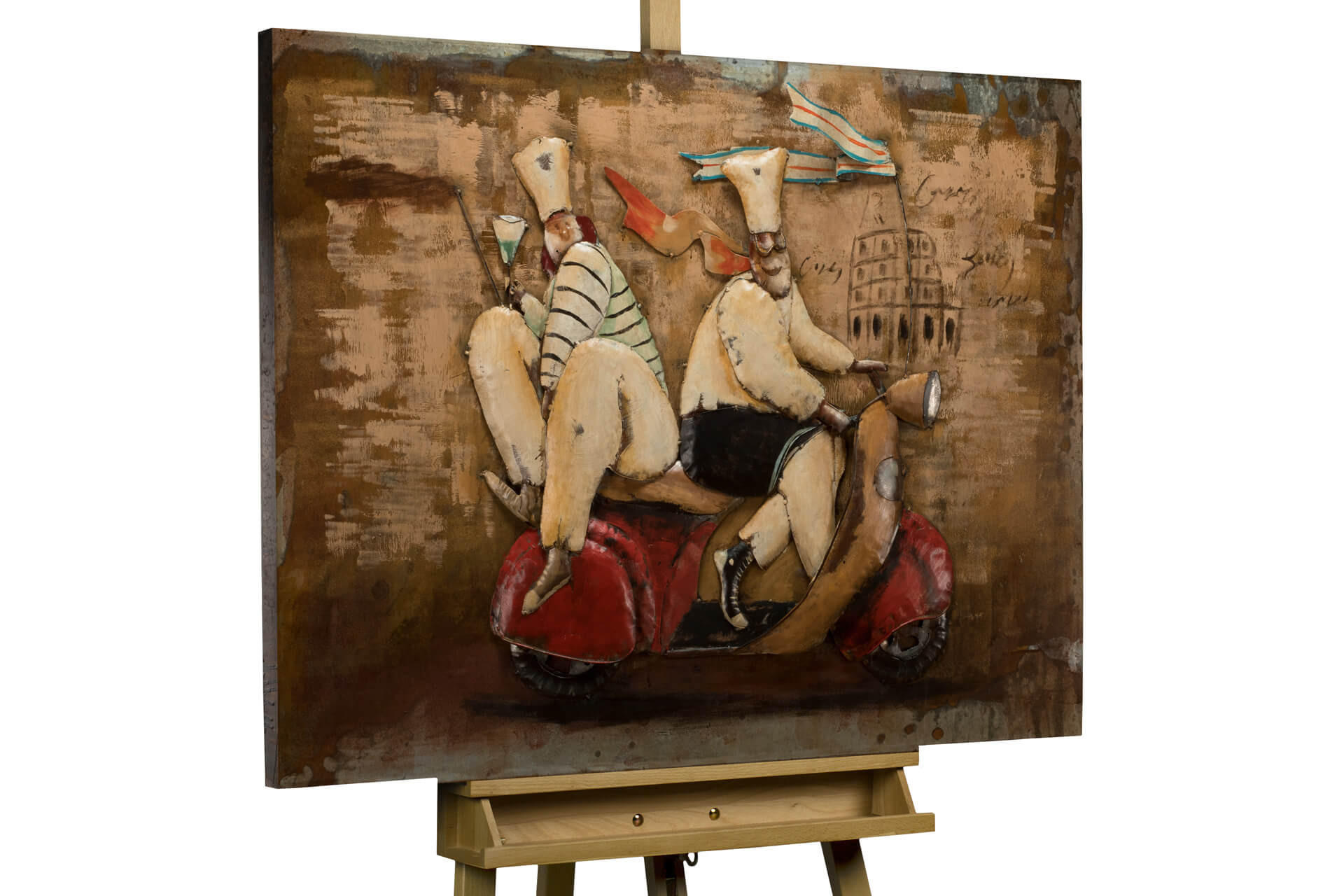 METALLBILD Rot 100/70 cm - Beige/Rot, Metall (4.6/70cm) - KUNSTLOFT