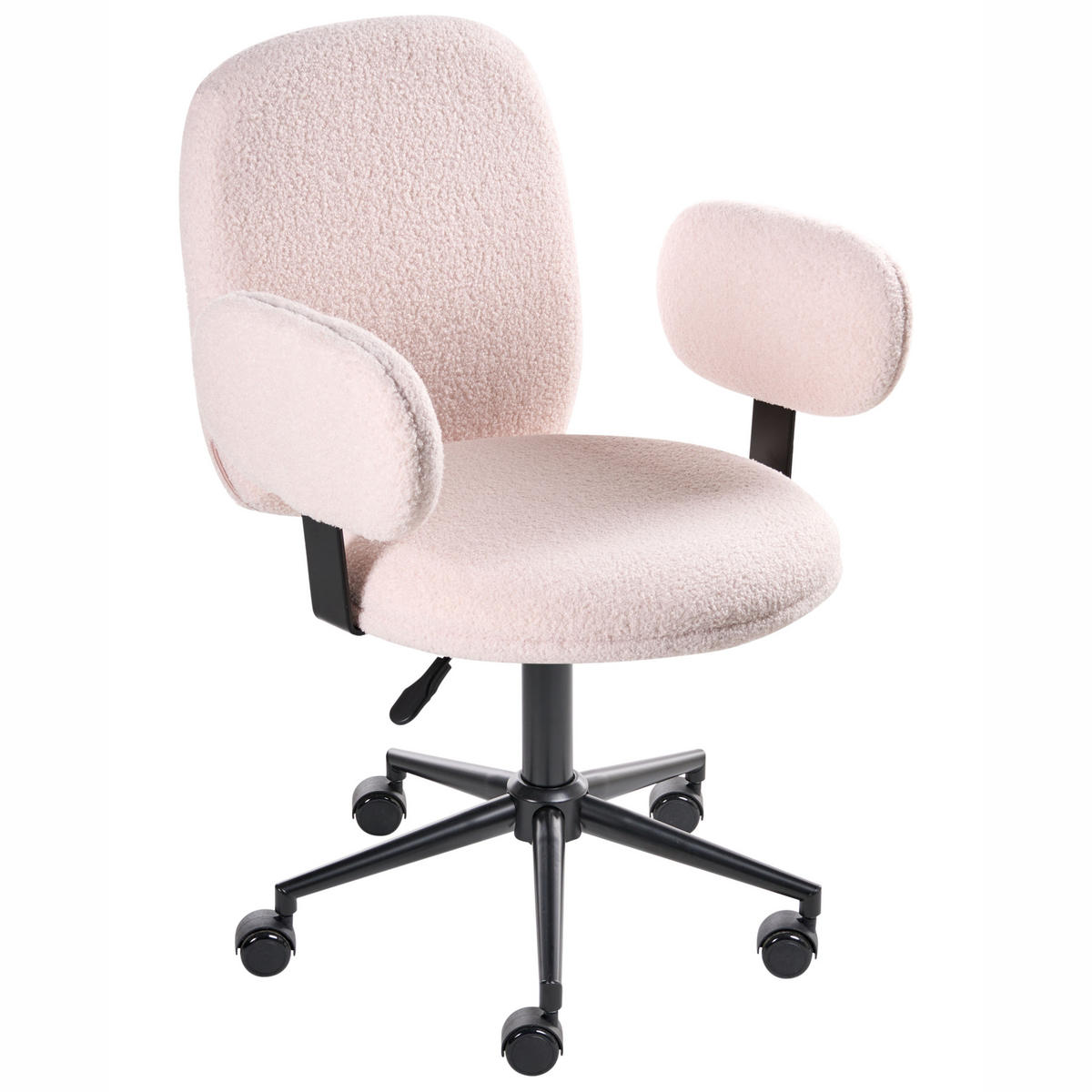 SCHREIBTISCHSTUHL Pastellrosa Bouclé Moraga - Pink/Schwarz, Textil (58/80/58cm) - Beliani