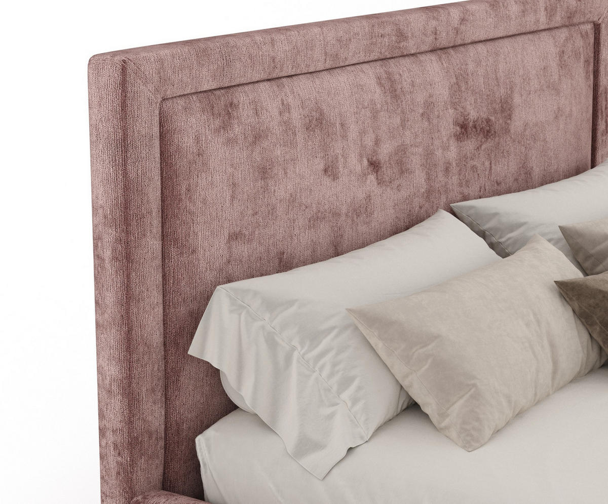 POLSTERBETT Ordina Rosa 160/200 cm im Chenille-Stoff - Pink/Naturfarben, Holz/Holzwerkstoff (160/200cm) - Maison de Reve