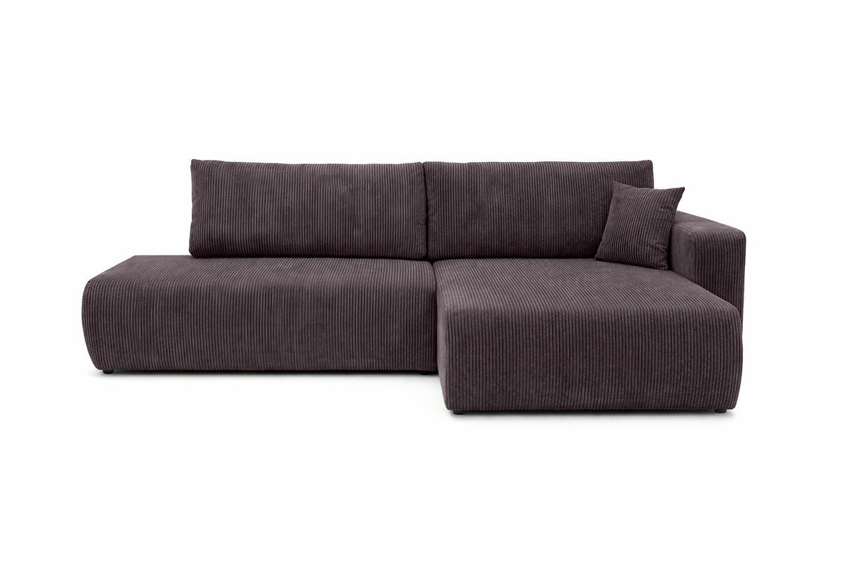 ECKSOFA Mit Schlaffunktion Und Bettkasten, Cordstoff Poso, Dunkelgrau, Rechts, OPEN XL - Dunkelgrau, Holz (262/145cm) - Kaiser Möbel
