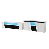 SIDEBOARD DE-37811 mit TV-Schrank, LED-Beleuchtung Weiß/Schwarz - Weiß, Holzwerkstoff (140/65/40cm) - ComfortXL