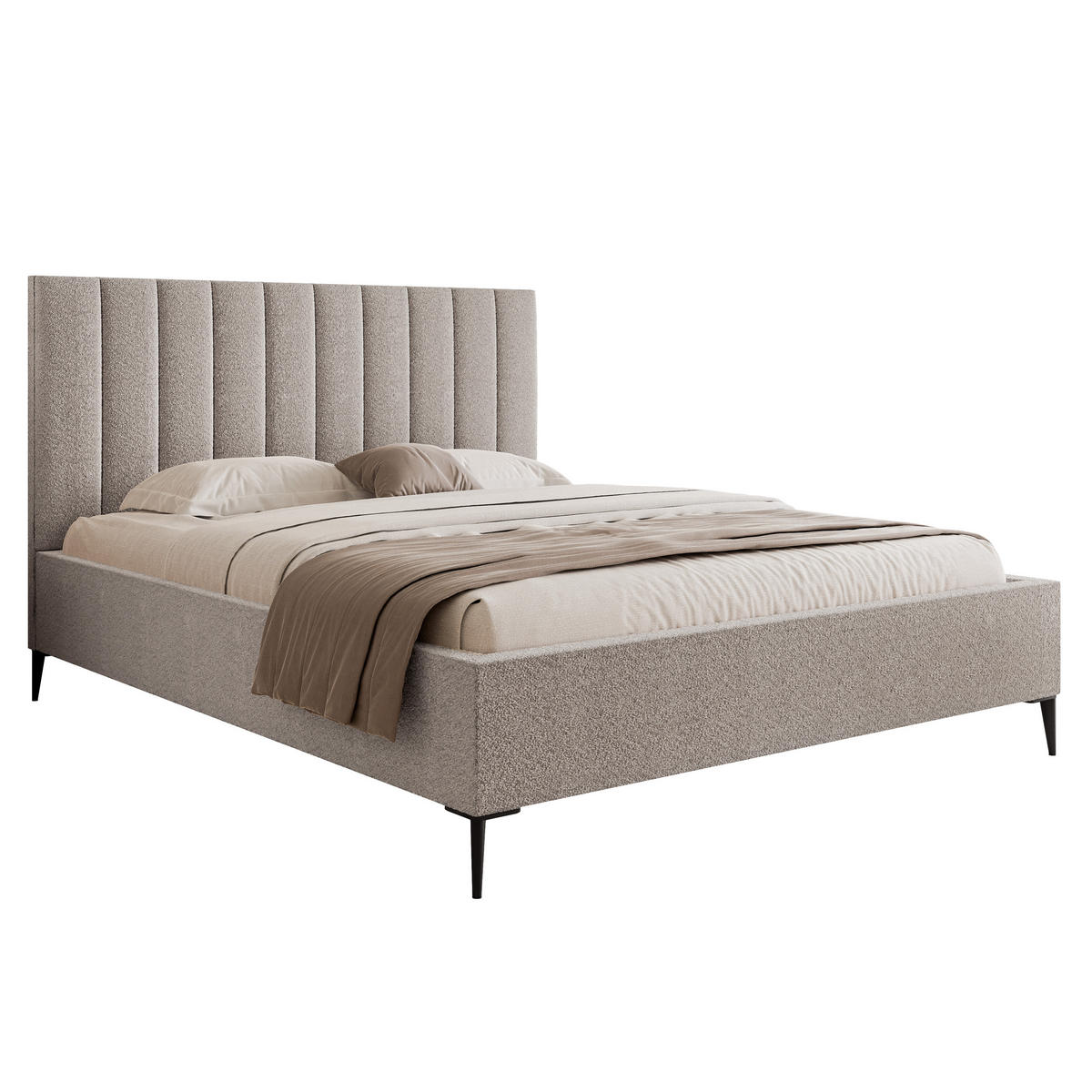 POLSTERBETT Mona SLIM III Polsterbett für Ihr Schlafzimmer in VELUTTO Stoff, 200x200 cm Grau - Schwarz/Grau, Holzwerkstoff/Kunststoff (200/200cm) - DomoHome
