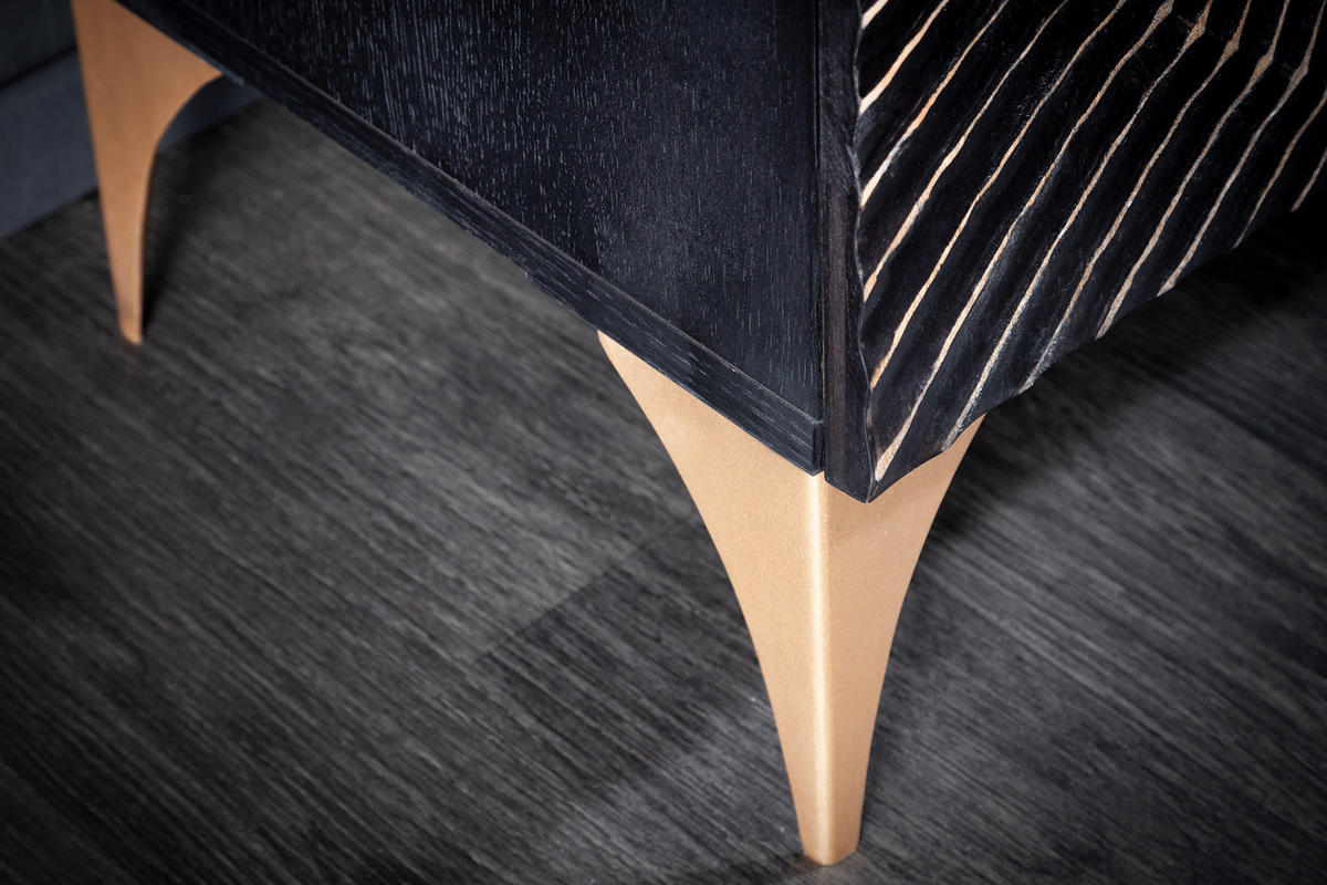 HIGHBOARD GOLDEN SUNSET Mango Schwarz 120 cm - Goldfarben/Schwarz, Holz/Metall (100/120/38cm) - riess-ambiente