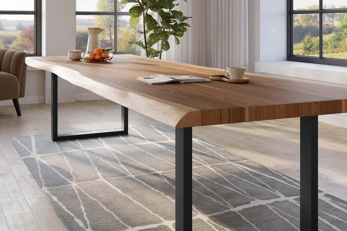 ESSTISCH TITAN - Beige/Schwarz, Holz (120/350/79cm) - SAM