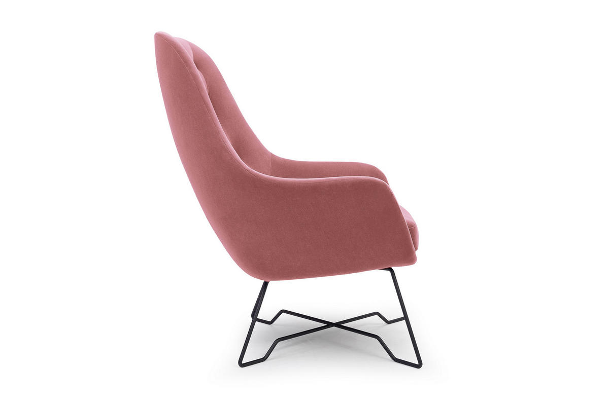 SESSEL SEDUTA, Modern Polstersessel Loungesessel, Velours-Stoff Rosa - Rosa, Holz/Metall (72.5/101.5/83cm) - MASSENO