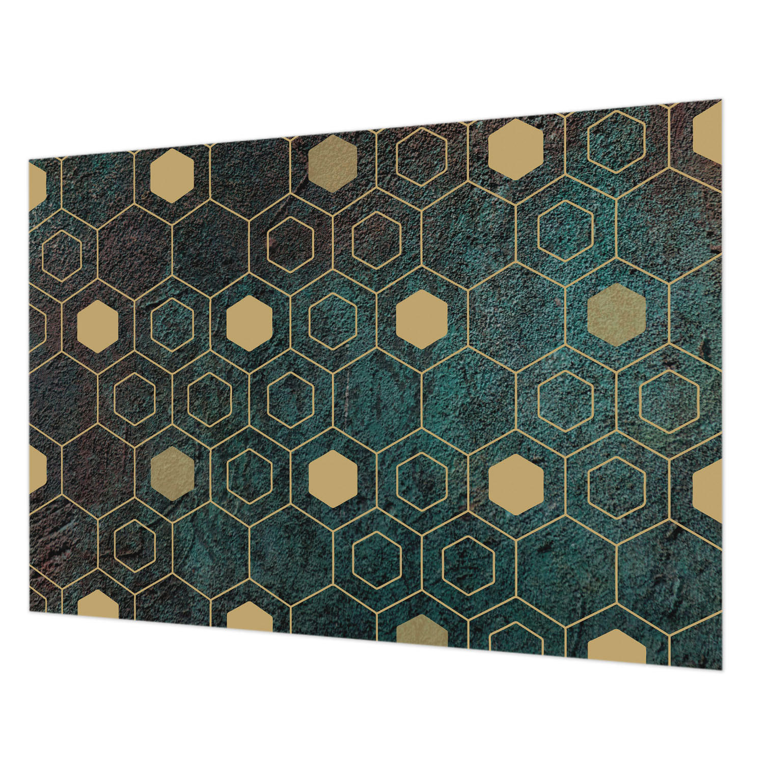FOTOTAPETE 312x219 cm - Geometrische Sechsecke - Grün, Textil (312/219cm) - Wallfluent