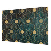 FOTOTAPETE 312x219 cm - Geometrische Sechsecke - Grün, Textil (312/219cm) - Wallfluent
