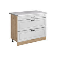 KUCHYNSKÁ SPODNÁ SKRINKA R-Line, Biely vidiecky dom/Dub Goldkraft, 100 cm Marmori työtaso - biela/farba duba, kompozitné drevo (100/81.6/60cm) - Vicco