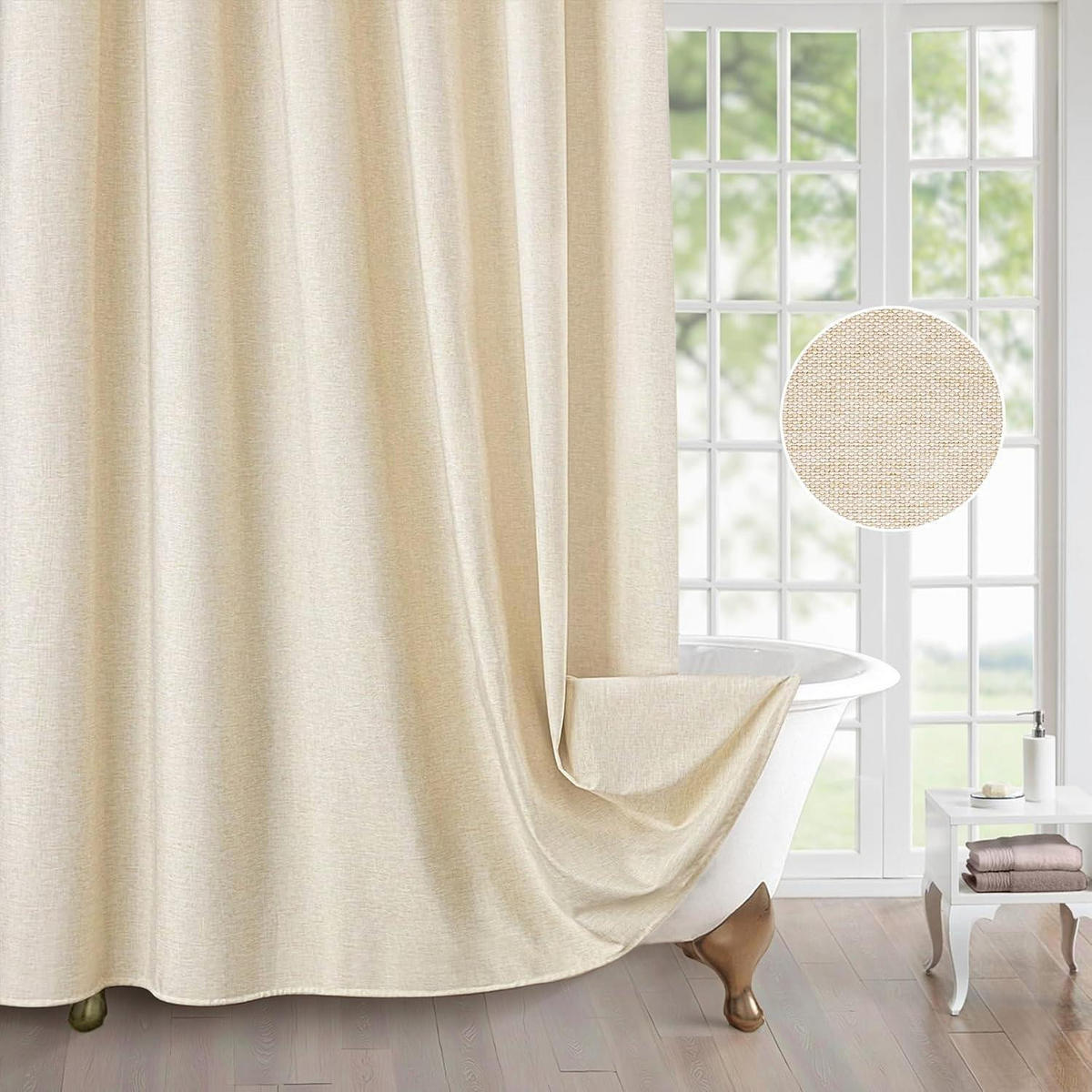 DUSCHVORHANG Leinenoptik Beige 182 x 198 cm - Beige, Textil (182/198cm)
