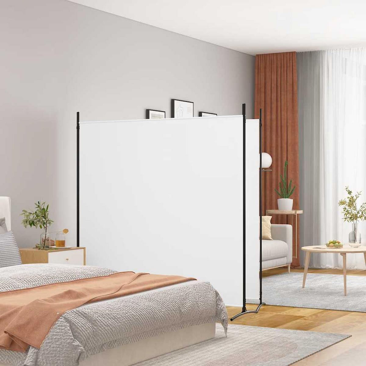 PARAVENT 2-teilig Weiss 348/180 Cm Stoff - Weiß, Textil (348/180/0.1cm) - vidaXL